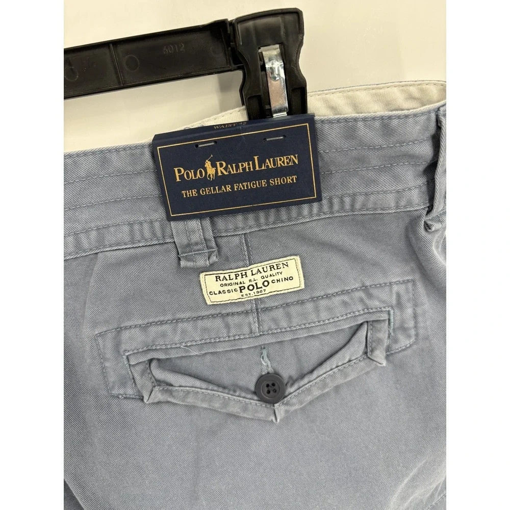 Polo Ralph Lauren Men's VTG Gellar Fatigue Cotton Blue Cargo Shorts, 42, NEW NWT